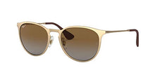 Load image into Gallery viewer, Ray-Ban RB3539 Erika Metal Round Sunglasses, Matte Gold/Polarized Brown Gradient, 54 mm
