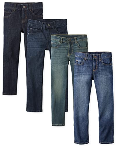 The Children's Place boys Basic Straight Leg Jeans, Carbon Wash/Deep Blue Wash/Dk Juptier/Dk Rinse Wash, 14