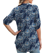 Load image into Gallery viewer, Othyroce Womens Tops L Plus Size Tops for Women V Neck Tunics 3/4 Sleeve Shirts for Women, Blue Print Tops
