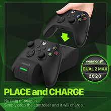 Load image into Gallery viewer, Fosmon Dual 2 MAX Charger Compatible with Xbox Series X/S (2020), Xbox One/One X/One S Elite Controllers, High Speed Docking Charging with High Capacity 2X 2200mAh Rechargeable Battery Packs - Black
