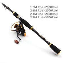 Load image into Gallery viewer, 1.8-3.6m Spinning rod Telescopic Rod and 12BB Reel Set and Fishing Rod of 99% Carbon lure fishing Combo De Pesca Free shipping
