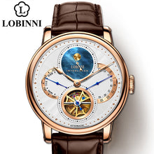 Load image into Gallery viewer, LOBINNI Rome dial watches mens 2020 relogio masculino Automatic gear Mechanical Brands steel orologio Leather Cost wrist watch
