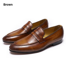 Load image into Gallery viewer, FELIX CHU Mens Penny Loafers Leather Shoes Genuine Leather Elegant Wedding Party Casual Dress Shoes Brown Black Shoes for Men
