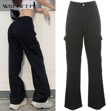 Load image into Gallery viewer, Weekeep Fashion Streetwear Women Jeans Pocket High Waist Jeans Korean Casual Straight Harajuku Denim Pants Baggy New Cargo Pants

